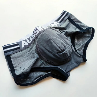 AUSSIEBUM Vyriški bokseriai U išgaubto dizaino strypo kelnaitės College stiliaus jaunystės vienspalviai seksualūs maži bokso šortai