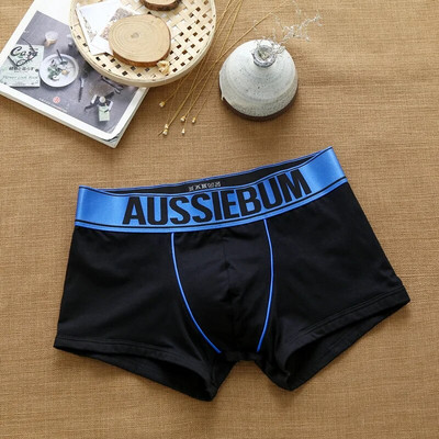 AUSSIEBUM Vyriški bokseriai U išgaubto dizaino strypo kelnaitės College stiliaus jaunystės vienspalviai seksualūs maži bokso šortai