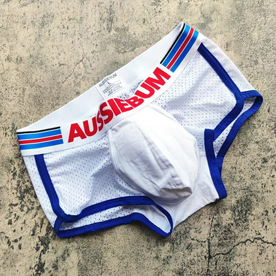 AUSSIEBUM Vyriški bokseriai U išgaubto dizaino strypo kelnaitės College stiliaus jaunystės vienspalviai seksualūs maži bokso šortai