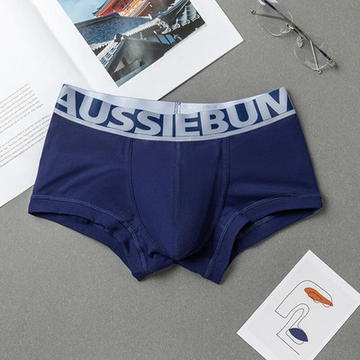 AUSSIEBUM Vyriški bokseriai U išgaubto dizaino strypo kelnaitės College stiliaus jaunystės vienspalviai seksualūs maži bokso šortai