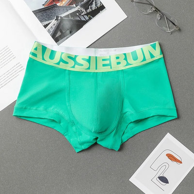 AUSSIEBUM Vyriški bokseriai U išgaubto dizaino strypo kelnaitės College stiliaus jaunystės vienspalviai seksualūs maži bokso šortai