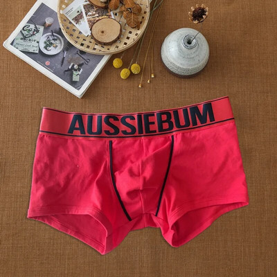 AUSSIEBUM Vyriški bokseriai U išgaubto dizaino strypo kelnaitės College stiliaus jaunystės vienspalviai seksualūs maži bokso šortai
