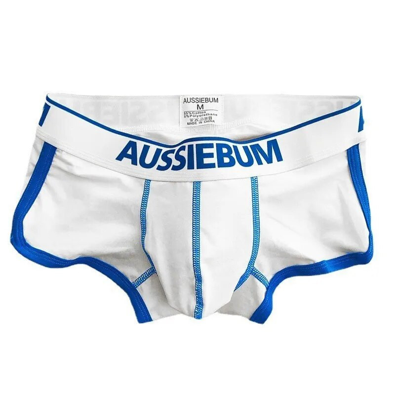 AUSSIEBUM Vyriški bokseriai U išgaubto dizaino strypo kelnaitės College stiliaus jaunystės vienspalviai seksualūs maži bokso šortai
