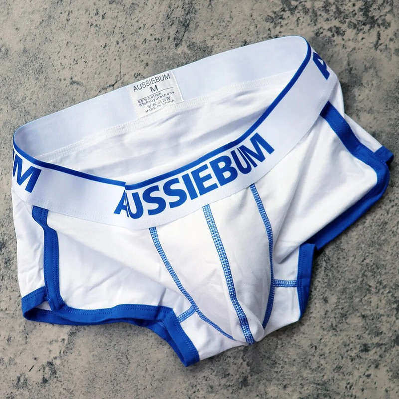 AUSSIEBUM Vyriški bokseriai U išgaubto dizaino strypo kelnaitės College stiliaus jaunystės vienspalviai seksualūs maži bokso šortai