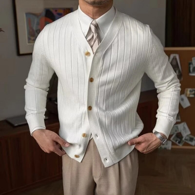 Tvirtas vyriškas megztinis Britų stiliaus Kasdienis temperamentas Elegantiškas ilgomis rankovėmis Mezgimas Visiems tinkantis Gražus Prašmatnus treniruotė Slouchy Retro