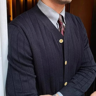 Tvirtas vyriškas megztinis Britų stiliaus Kasdienis temperamentas Elegantiškas ilgomis rankovėmis Mezgimas Visiems tinkantis Gražus Prašmatnus treniruotė Slouchy Retro