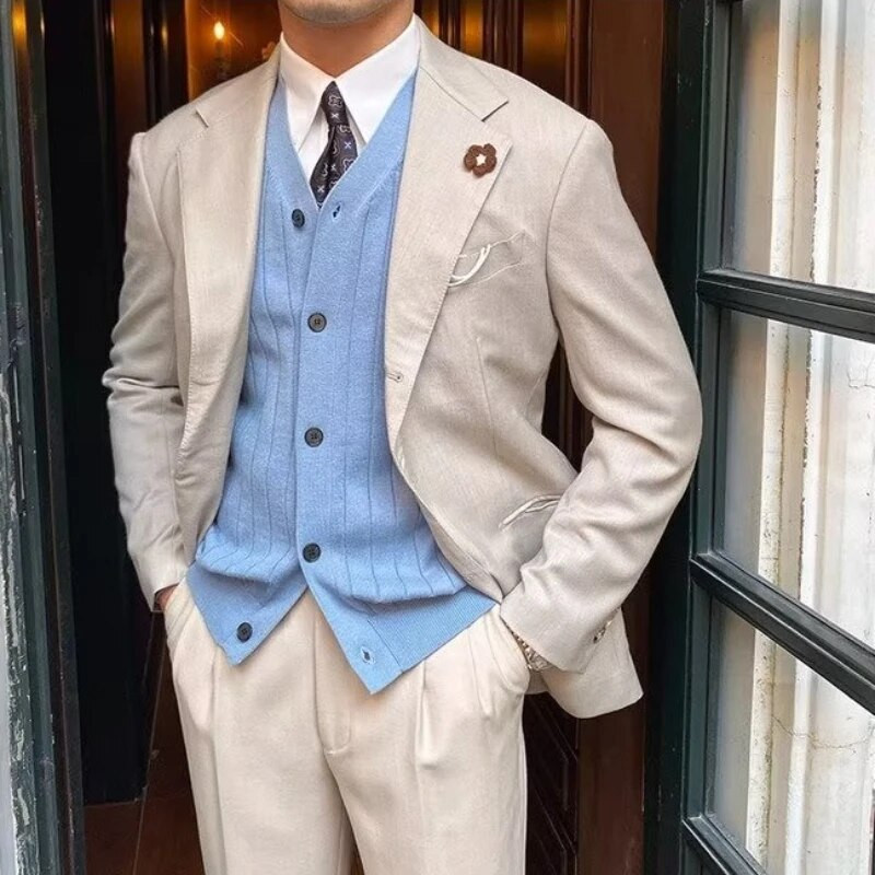 Tvirtas vyriškas megztinis Britų stiliaus Kasdienis temperamentas Elegantiškas ilgomis rankovėmis Mezgimas Visiems tinkantis Gražus Prašmatnus treniruotė Slouchy Retro