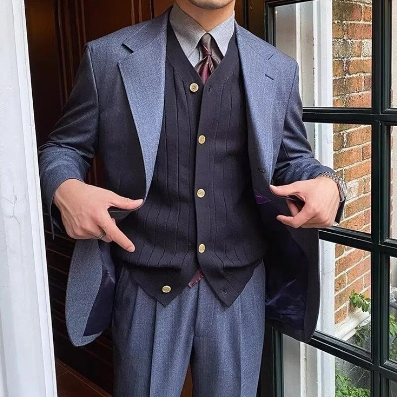 Tvirtas vyriškas megztinis Britų stiliaus Kasdienis temperamentas Elegantiškas ilgomis rankovėmis Mezgimas Visiems tinkantis Gražus Prašmatnus treniruotė Slouchy Retro