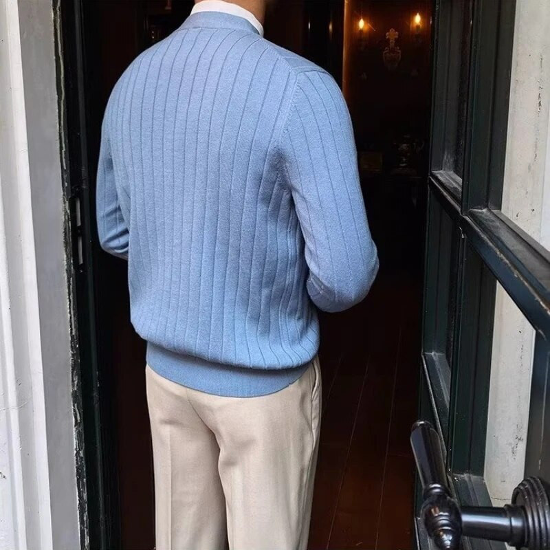 Tvirtas vyriškas megztinis Britų stiliaus Kasdienis temperamentas Elegantiškas ilgomis rankovėmis Mezgimas Visiems tinkantis Gražus Prašmatnus treniruotė Slouchy Retro