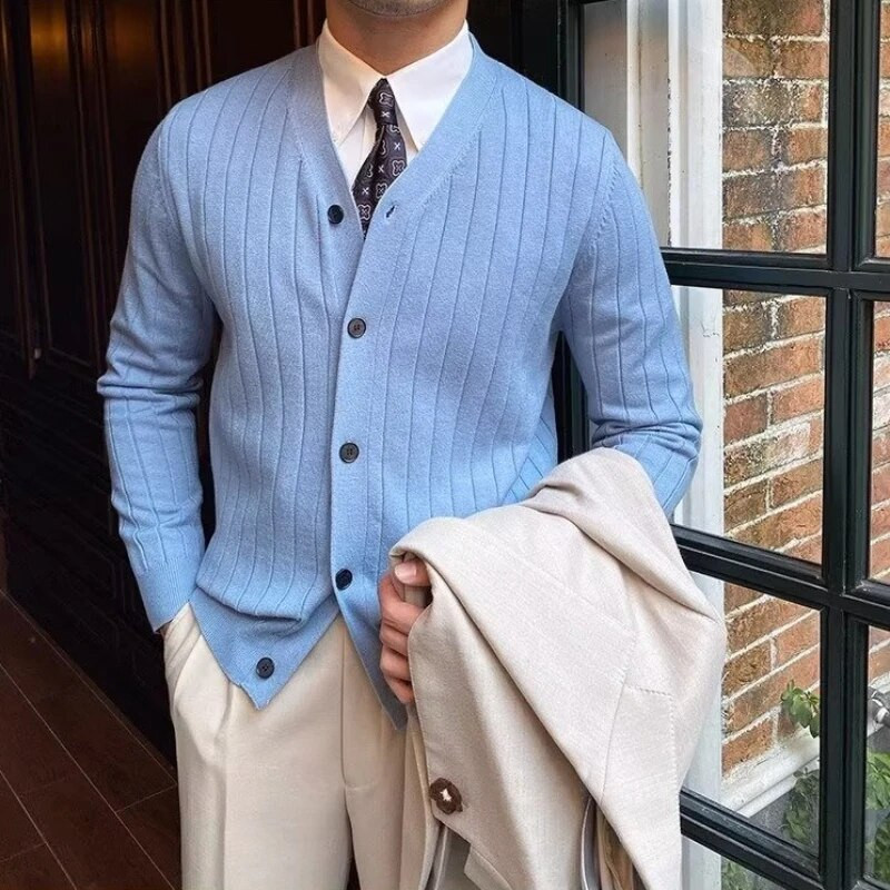 Tvirtas vyriškas megztinis Britų stiliaus Kasdienis temperamentas Elegantiškas ilgomis rankovėmis Mezgimas Visiems tinkantis Gražus Prašmatnus treniruotė Slouchy Retro