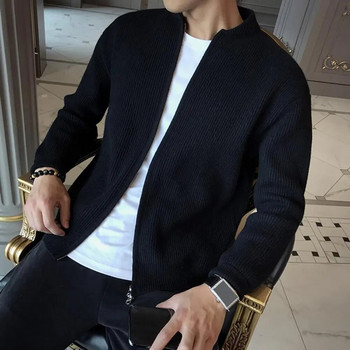 Модно мъжко яке с цип, студоустойчиво и удобно ветроустойчиво есенно-зимно мъжко пуловерно палто
