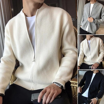 Модно мъжко яке с цип, студоустойчиво и удобно ветроустойчиво есенно-зимно мъжко пуловерно палто