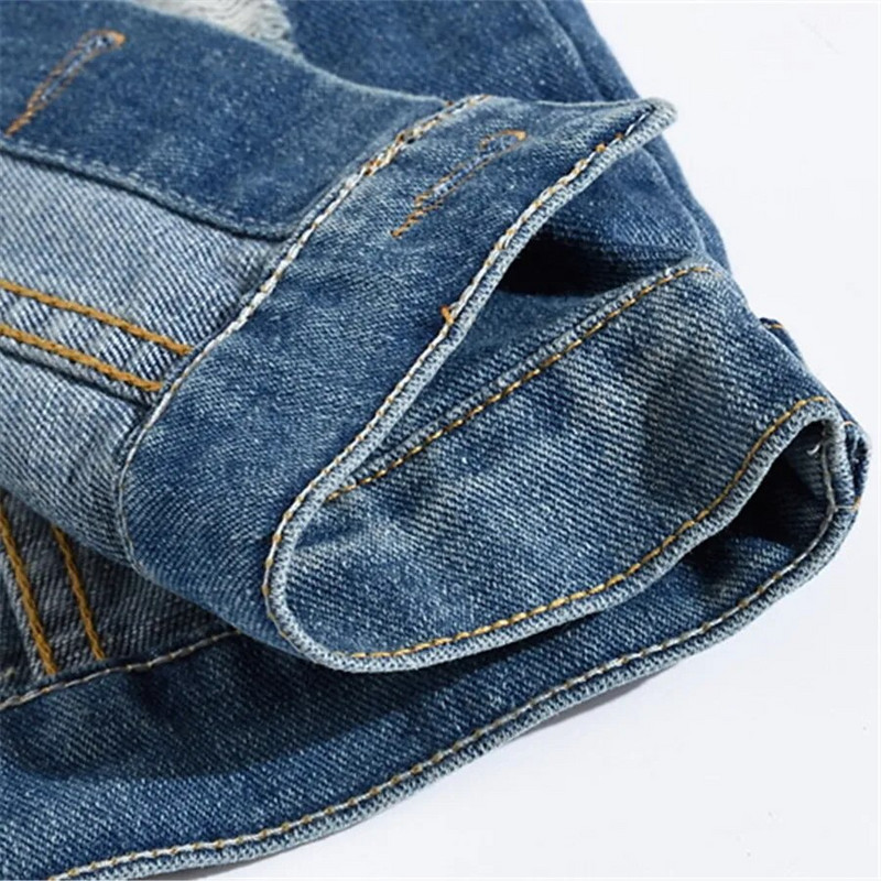 Punk stil Muški traper prsluk Jeans jakna bez rukava Muški poderani uski gornji dijelovi Prsluk s džepovima Pamuk Kaubojska Hip Hop Ulična odjeća