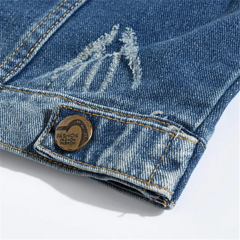 Punk stil Muški traper prsluk Jeans jakna bez rukava Muški poderani uski gornji dijelovi Prsluk s džepovima Pamuk Kaubojska Hip Hop Ulična odjeća