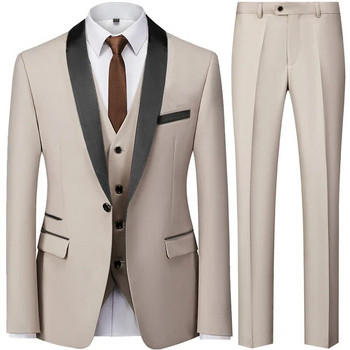 Мъжки тънък костюм в британски стил, комплект от 3 части, яке, жилетка, панталони / мъжки бизнес джентълмен, персонализирана рокля от висок клас, блейзъри, палто S-6XL