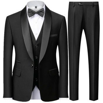 Мъжки тънък костюм в британски стил, комплект от 3 части, яке, жилетка, панталони / мъжки бизнес джентълмен, персонализирана рокля от висок клас, блейзъри, палто S-6XL