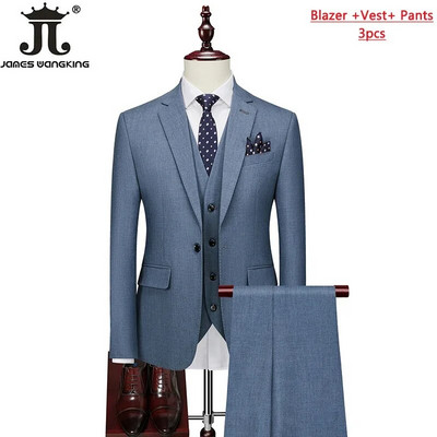 Sako, prsluk i hlače Vrhunska marka Formalno poslovno jednobojno muško usko odijelo Trodijelna vjenčanica za mladoženju Društvena zabava