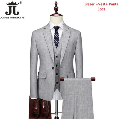 Sako, prsluk i hlače Vrhunska marka Formalno poslovno jednobojno muško usko odijelo Trodijelna vjenčanica za mladoženju Društvena zabava