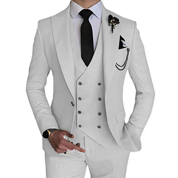 2023 Fashion New Men Leisure Boutique Business Μονόχρωμο Νυφικό Παλτό Παντελόνι Γιλέκο 3 τμχ Σετ Φόρεμα Blazers Μπουφάν Παντελόνι