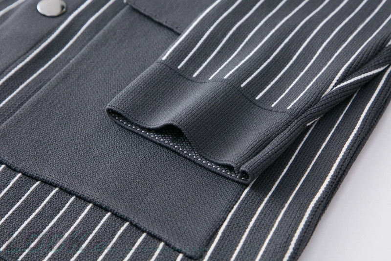 Muški jesensko-zimski pleteni kardigan s jakim prugastim uzorkom Kardigan muška odjeća