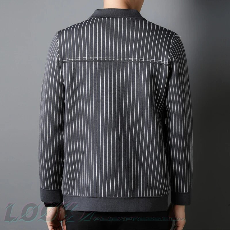 Muški jesensko-zimski pleteni kardigan s jakim prugastim uzorkom Kardigan muška odjeća