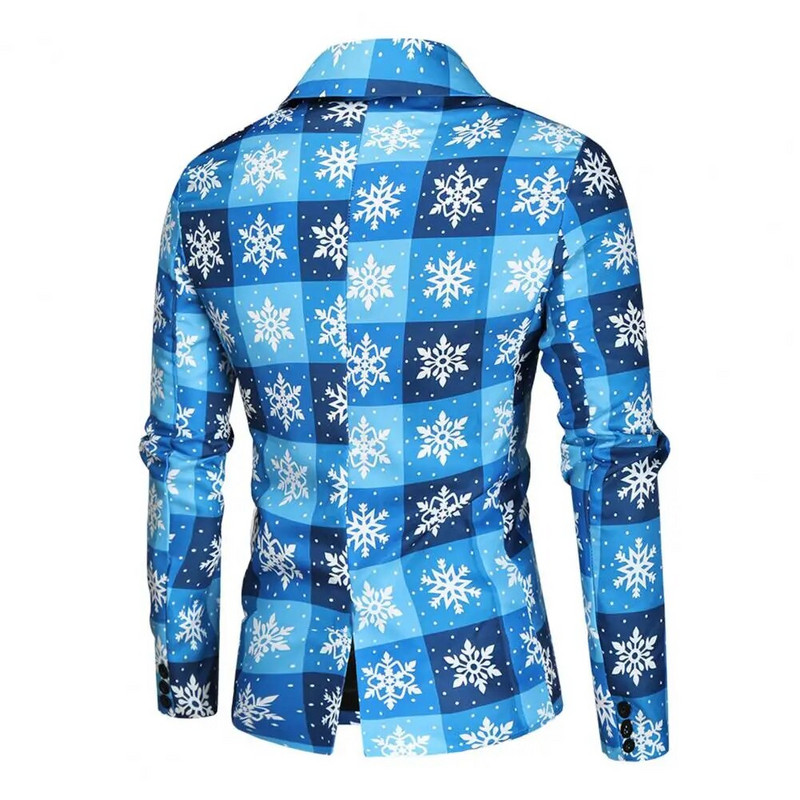 2 kom./komplet Muška jakna Hlače Odijelo Crtići Djeda Mraza Snježne pahulje Print Muška jakna Komplet hlača Muški novogodišnji kaput Set hlača