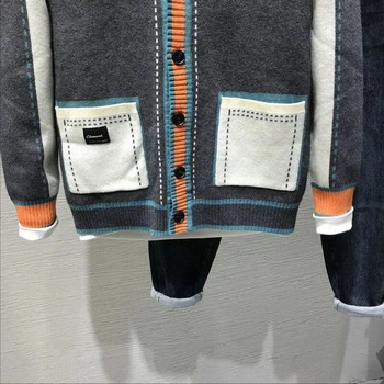 Ανδρικές άνοιξη φθινόπωρο νέα κουμπιά τσέπες συνονθύλευμα ζακέτα με λαιμόκοψη V μακρυμάνικο πουλόβερ πλέξιμο Vintage μόδα ανδρικά ρούχα