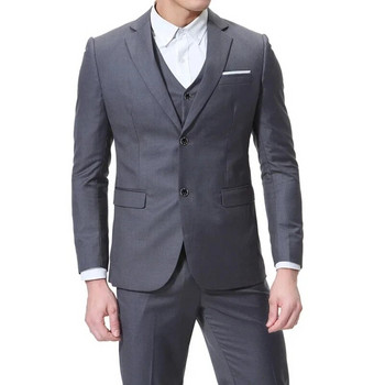 2024 Fashion New ανδρική μπουτίκ αναψυχής μονόχρωμη Business Slim Fit κοστούμι γαμπρού σετ τριών τεμαχίων Blazers σακάκι παντελόνι γιλέκο