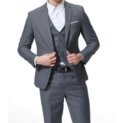 2024 Fashion New ανδρική μπουτίκ αναψυχής μονόχρωμη Business Slim Fit κοστούμι γαμπρού σετ τριών τεμαχίων Blazers σακάκι παντελόνι γιλέκο