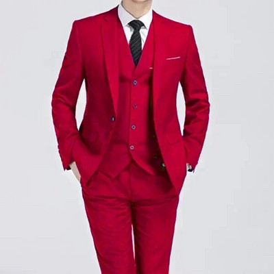 2024 Fashion New ανδρική μπουτίκ αναψυχής μονόχρωμη Business Slim Fit κοστούμι γαμπρού σετ τριών τεμαχίων Blazers σακάκι παντελόνι γιλέκο