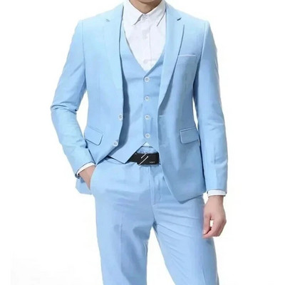2024 Fashion New ανδρική μπουτίκ αναψυχής μονόχρωμη Business Slim Fit κοστούμι γαμπρού σετ τριών τεμαχίων Blazers σακάκι παντελόνι γιλέκο