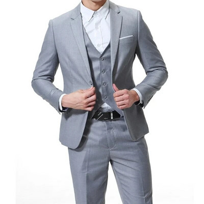 2024 Fashion New ανδρική μπουτίκ αναψυχής μονόχρωμη Business Slim Fit κοστούμι γαμπρού σετ τριών τεμαχίων Blazers σακάκι παντελόνι γιλέκο