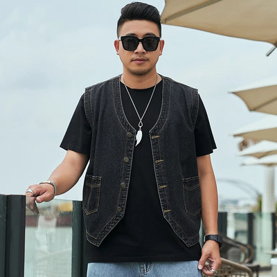 Jantour Didelis dydis 8XL 7XL 6XL Medvilniniai Džinsai Berankovių Striukė Liemenė Džinsiniai Džinsai Liemenė Vyriška klasikinė kaubojaus lauko liemenė