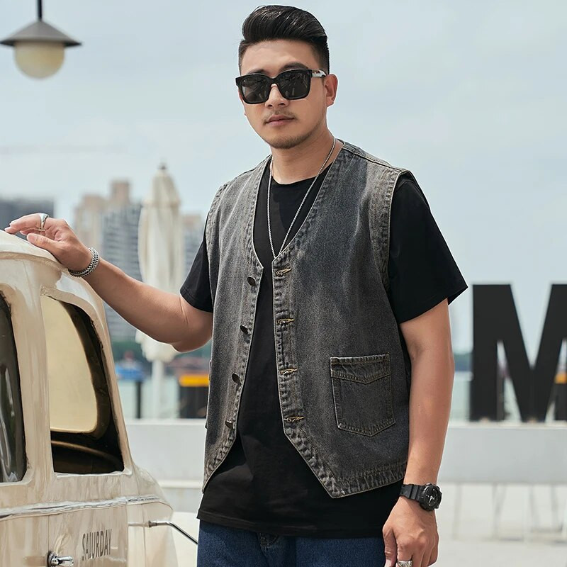 Jantour Didelis dydis 8XL 7XL 6XL Medvilniniai Džinsai Berankovių Striukė Liemenė Džinsiniai Džinsai Liemenė Vyriška klasikinė kaubojaus lauko liemenė