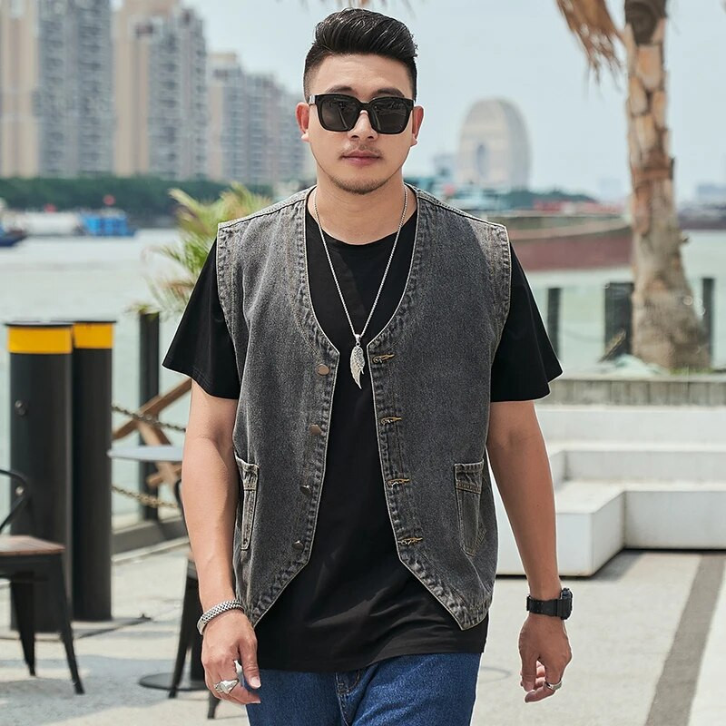 Jantour Didelis dydis 8XL 7XL 6XL Medvilniniai Džinsai Berankovių Striukė Liemenė Džinsiniai Džinsai Liemenė Vyriška klasikinė kaubojaus lauko liemenė