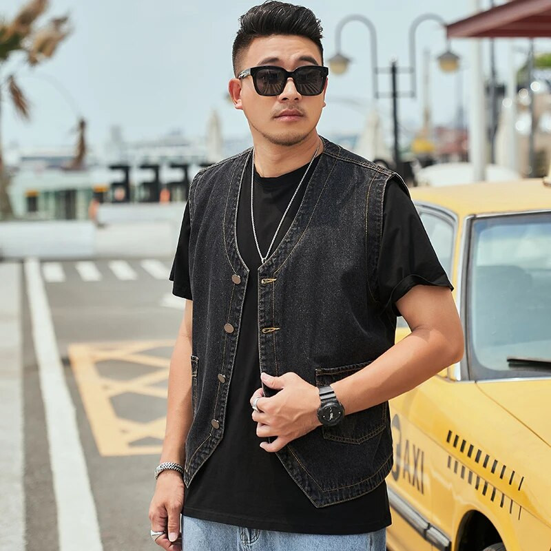 Jantour Didelis dydis 8XL 7XL 6XL Medvilniniai Džinsai Berankovių Striukė Liemenė Džinsiniai Džinsai Liemenė Vyriška klasikinė kaubojaus lauko liemenė