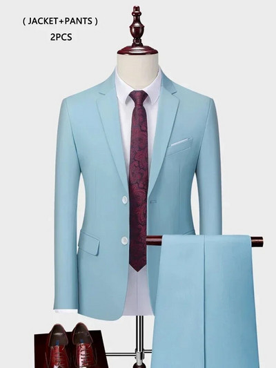( kabát + mellény+ nadrág ) Luxus Férfi Csúcsmárka Egyszínű Üzleti Irodai öltöny 3 db & 2 db Vőlegény esküvői parti öltöny szmoking
