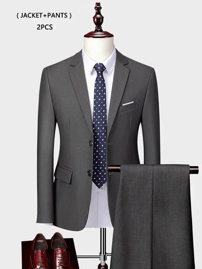 ( kabát + mellény+ nadrág ) Luxus Férfi Csúcsmárka Egyszínű Üzleti Irodai öltöny 3 db & 2 db Vőlegény esküvői parti öltöny szmoking