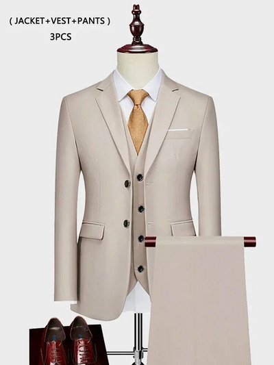 ( kabát + mellény+ nadrág ) Luxus Férfi Csúcsmárka Egyszínű Üzleti Irodai öltöny 3 db & 2 db Vőlegény esküvői parti öltöny szmoking