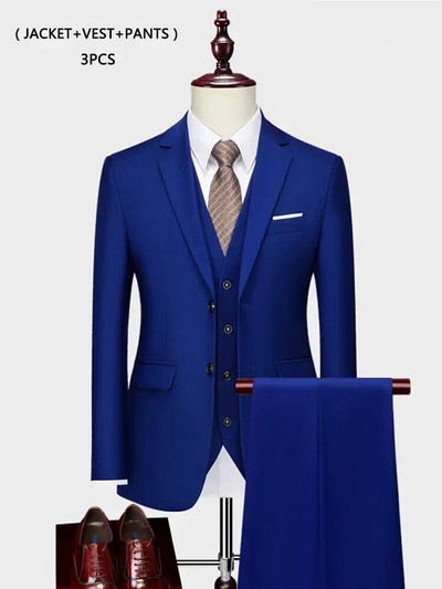 ( kabát + mellény+ nadrág ) Luxus Férfi Csúcsmárka Egyszínű Üzleti Irodai öltöny 3 db & 2 db Vőlegény esküvői parti öltöny szmoking