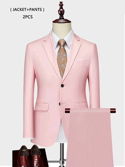 ( kabát + mellény+ nadrág ) Luxus Férfi Csúcsmárka Egyszínű Üzleti Irodai öltöny 3 db & 2 db Vőlegény esküvői parti öltöny szmoking
