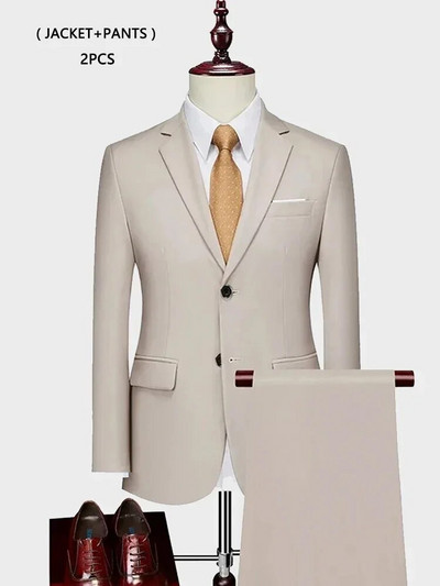 ( kabát + mellény+ nadrág ) Luxus Férfi Csúcsmárka Egyszínű Üzleti Irodai öltöny 3 db & 2 db Vőlegény esküvői parti öltöny szmoking