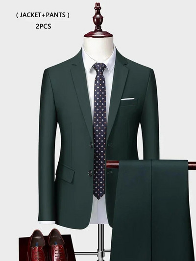 ( kabát + mellény+ nadrág ) Luxus Férfi Csúcsmárka Egyszínű Üzleti Irodai öltöny 3 db & 2 db Vőlegény esküvői parti öltöny szmoking
