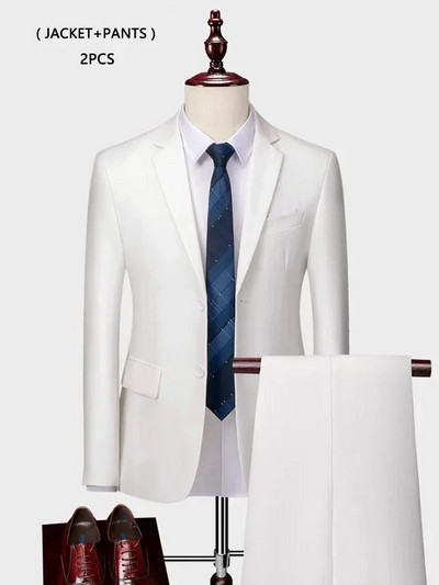 ( kabát + mellény+ nadrág ) Luxus Férfi Csúcsmárka Egyszínű Üzleti Irodai öltöny 3 db & 2 db Vőlegény esküvői parti öltöny szmoking