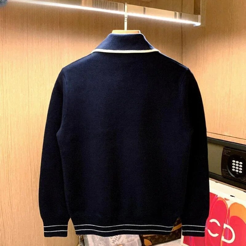 2023 m. rudens ir žiemos megztas naujas grynos vilnos megztinis ilgomis rankovėmis megztinis su apvalia kakle Trikotažo užtrauktuku Megztinis Vyriškas paltas C135