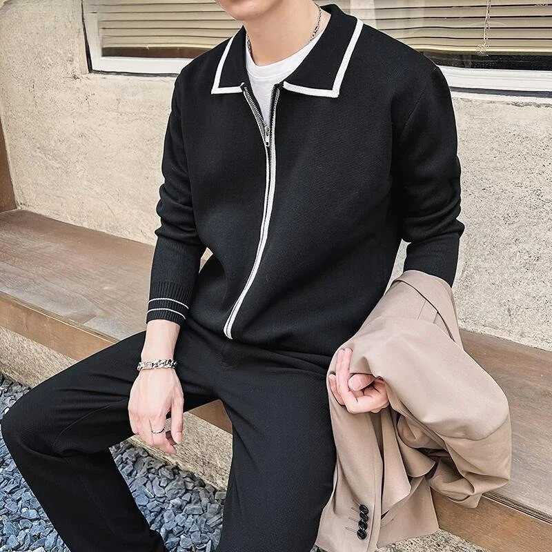 2023 m. rudens ir žiemos megztas naujas grynos vilnos megztinis ilgomis rankovėmis megztinis su apvalia kakle Trikotažo užtrauktuku Megztinis Vyriškas paltas C135