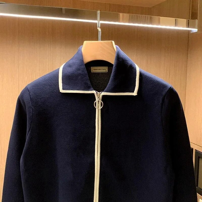 2023 m. rudens ir žiemos megztas naujas grynos vilnos megztinis ilgomis rankovėmis megztinis su apvalia kakle Trikotažo užtrauktuku Megztinis Vyriškas paltas C135