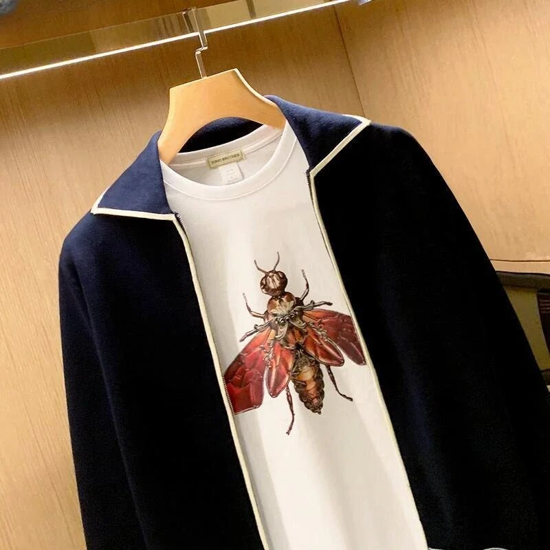 2023 m. rudens ir žiemos megztas naujas grynos vilnos megztinis ilgomis rankovėmis megztinis su apvalia kakle Trikotažo užtrauktuku Megztinis Vyriškas paltas C135