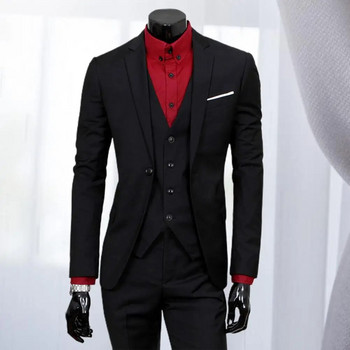 3 τμχ/Σετ Business Blazer +Γιλέκο +Παντελόνι Κοστούμι M - 4XL Slim Fit Μονόχρωμο Ανδρικό Επίσημο Αντρικό Σετ γάμου trajes de hombre