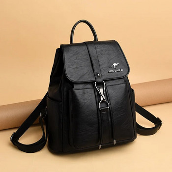 TRAVEASY PU раници Дамски прости модни ежедневни голям капацитет Пътна чанта против кражба през рамо Дамски меки кожени ученически чанти